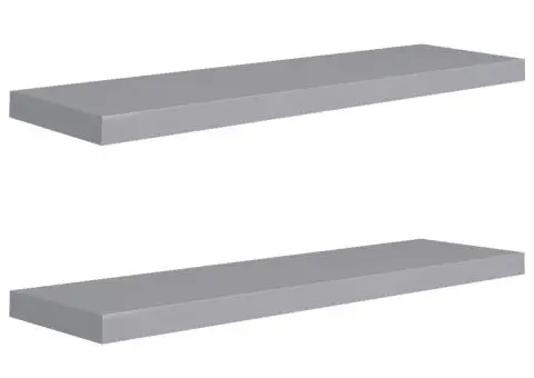 Rafturi de perete suspendate, 2 buc., gri, 90x23,5x3,8 cm, MDF - 2/5