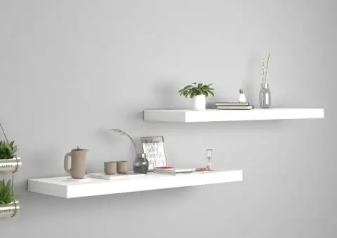 Rafturi de perete suspendate, 2 buc., alb, 80x23,5x3,8 cm, MDF - 1/5