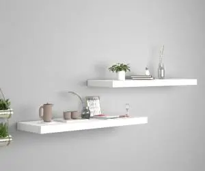 vidaXL Rafturi de perete suspendate, 2 buc., alb, 80x23,5x3,8 cm, MDF