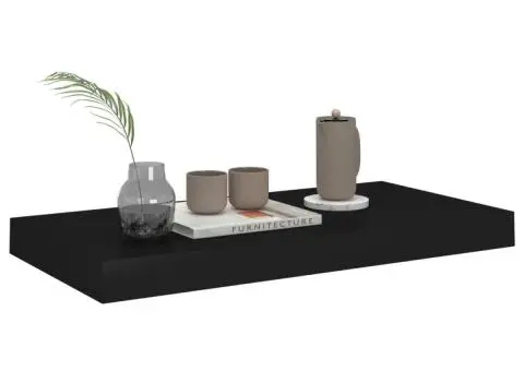 Raft de perete suspendat, negru, 50x23x3,8 cm, MDF - 3/5