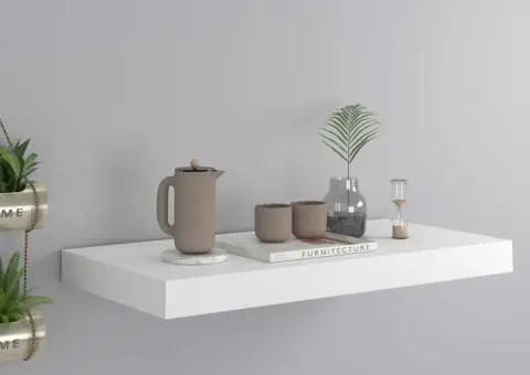 Raft de perete suspendat, alb, 50x23x3,8 cm, MDF - 1/5