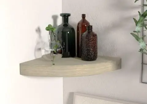 Raft colțar de perete, stejar, 25 x 25 x 3,8 cm, MDF - 1/5