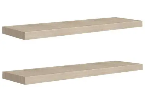 Rafturi de perete suspendate 2 buc., stejar, 90x23,5x3,8 cm MDF - 2/5
