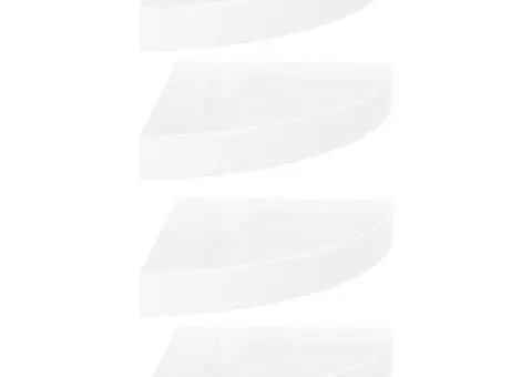 Rafturi colț perete, 4 buc., alb extralucios, 25x25x3,8 cm, MDF - 2/5