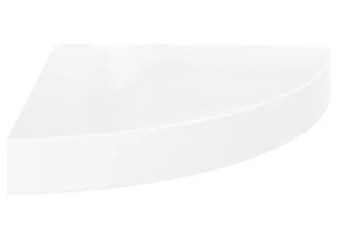Rafturi colț perete, 4 buc., alb extralucios, 25x25x3,8 cm, MDF - 3/5