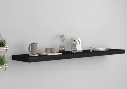 Raft de perete suspendat, negru, 120x23,5x3,8 cm, MDF - 1/5