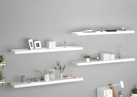 Rafturi de perete, 4 buc., alb, 120 x 23,5 x 3,8 cm, MDF - 1/5