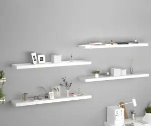 vidaXL Rafturi de perete, 4 buc., alb, 120 x 23,5 x 3,8 cm, MDF