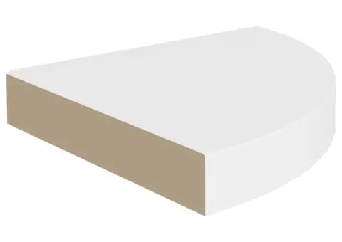 Raft colțar de perete, alb, 25 x 25 x 3,8 cm, MDF - 3/5