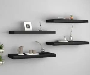 vidaXL Rafturi de perete, 4 buc., negru, 60 x 23,5 x 3,8 cm, MDF