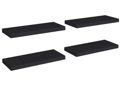 Rafturi de perete, 4 buc., negru, 60 x 23,5 x 3,8 cm, MDF - 2/5