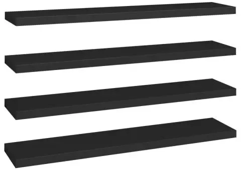 Rafturi de perete suspendate 4 buc. negru 120x23,5x3,8 cm MDF - 2/5