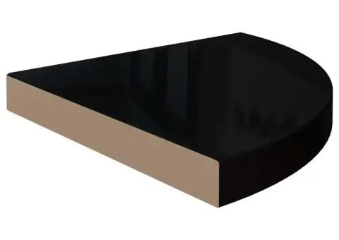 Rafturi colț perete 4 buc, negru extralucios, 35x35x3,8 cm, MDF - 4/5