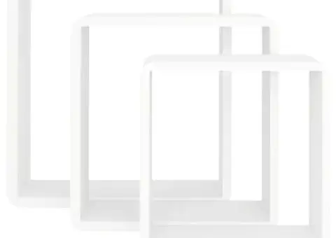 Rafturi de perete cub, 3 buc., alb, MDF - 5/5