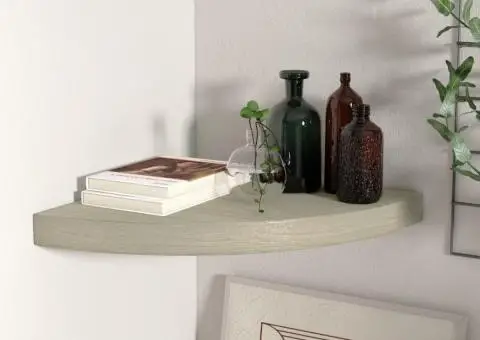 Raft colțar de perete, stejar, 35 x 35 x 3,8 cm, MDF - 1/5