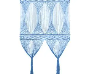 vidaXL Perdea macrame, albastru, 140 x 240 cm, bumbac