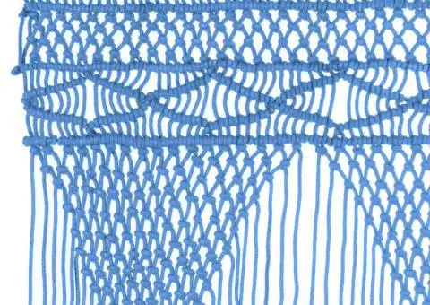 Perdea macrame, albastru, 140 x 240 cm, bumbac - 3/5