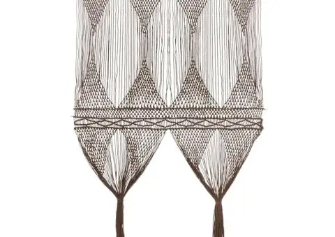 Perdea macrame, gri taupe,140 x 240 cm, bumbac - 2/5