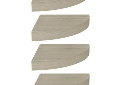 Rafturi colțar de perete, 4 buc., stejar, 25 x 25 x 3,8 cm, MDF - 2/5