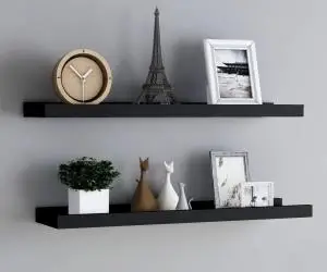 vidaXL Rafturi rame foto cu bordură, 2 buc., negru, 80 x 9 x 3 cm, MDF