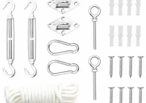 Set accesorii parasolar, 9 piese, oțel inoxidabil - 1/5