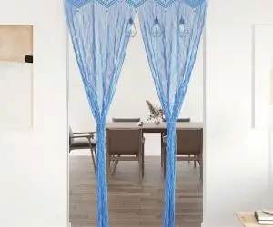 vidaXL Perdea macrame, albastru, 140 x 240 cm, bumbac