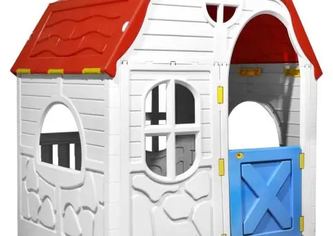 Căsuță de joacă pliabilă copii cu ușă și ferestre funcționale - 1/5