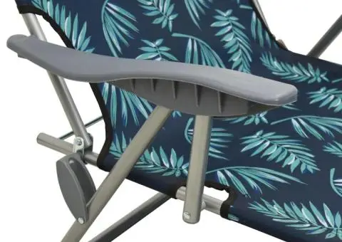 Șezlong cu baldachin, oțel, imprimeu cu frunze - 5/5