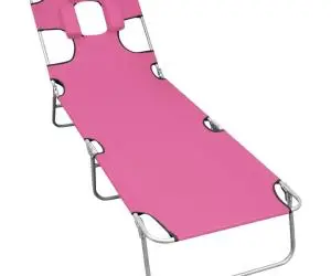vidaXL Șezlong pliabil cu tetieră, roz magenta, oțel