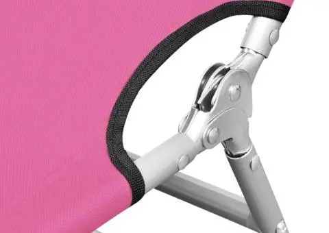 Șezlong pliabil cu tetieră, roz magenta, oțel - 3/5