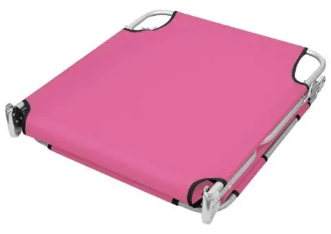 Șezlong pliabil cu tetieră, roz magenta, oțel - 4/5