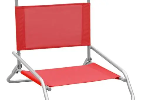 Scaune de plajă pliante, 2 buc., roșu, material textil - 2/5