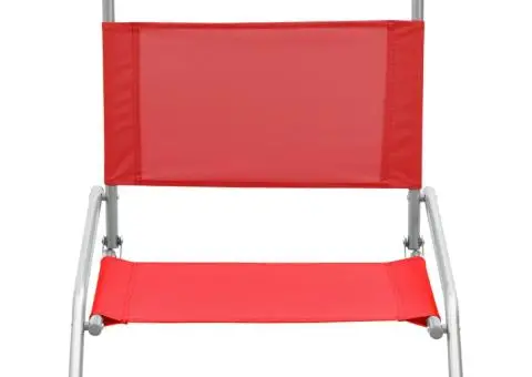 Scaune de plajă pliante, 2 buc., roșu, material textil - 3/5