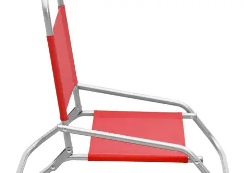 Scaune de plajă pliante, 2 buc., roșu, material textil - 4/5