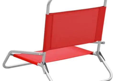 Scaune de plajă pliante, 2 buc., roșu, material textil - 5/5