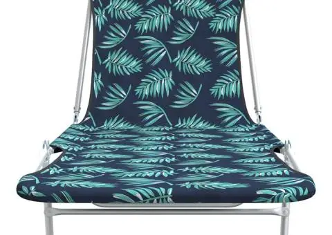 Șezlonguri pliabile, 2 buc., oțel & țesătură, model frunze - 3/5