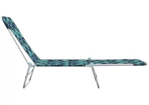Șezlonguri pliabile, 2 buc., oțel & țesătură, model frunze - 4/5