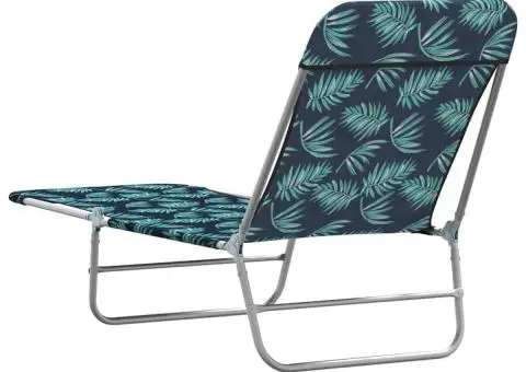 Șezlonguri pliabile, 2 buc., oțel & țesătură, model frunze - 5/5