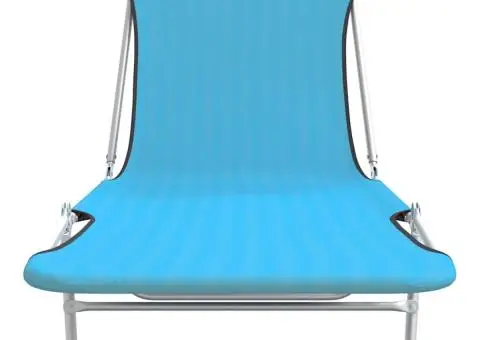 Șezlonguri pliabile, 2 buc., albastru, oțel & textil - 3/5