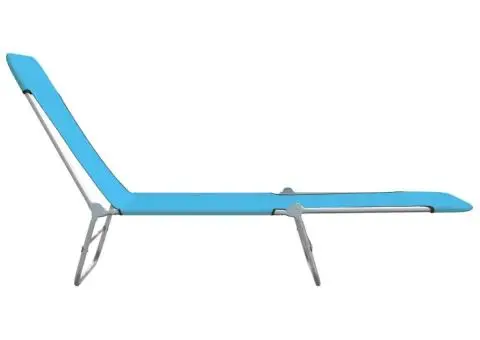 Șezlonguri pliabile, 2 buc., albastru, oțel & textil - 4/5