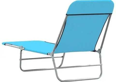 Șezlonguri pliabile, 2 buc., albastru, oțel & textil - 5/5