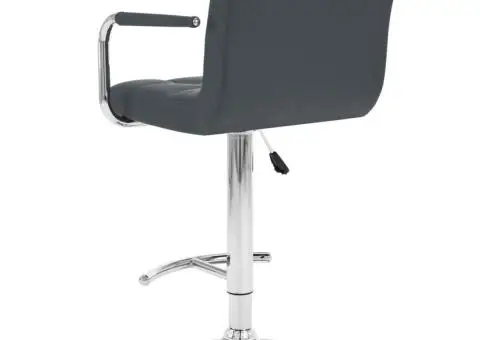 Scaune de bar, 2 buc., gri, piele ecologică - 4/5