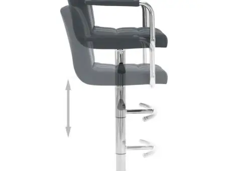 Scaune de bar, 2 buc., gri, piele ecologică - 5/5