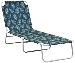 vidaXL Șezlong pliabil, oțel, model frunze, material textil