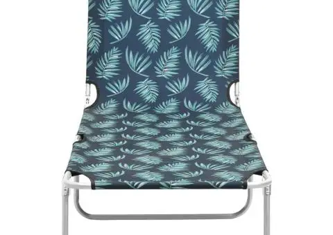 Șezlong pliabil, oțel, model frunze, material textil - 2/5