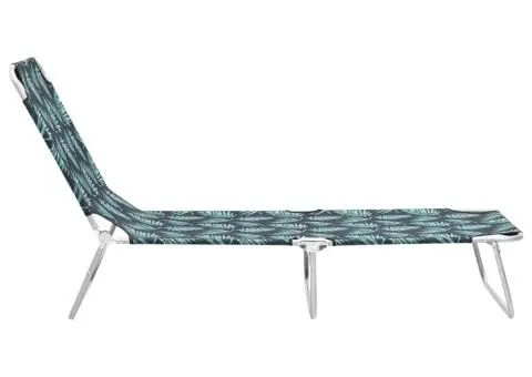 Șezlong pliabil, oțel, model frunze, material textil - 3/5