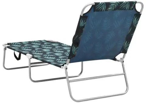 Șezlong pliabil, oțel, model frunze, material textil - 4/5