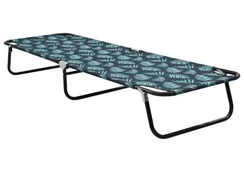 Șezlong de plajă pliabil, model frunze, oțel - 1/5