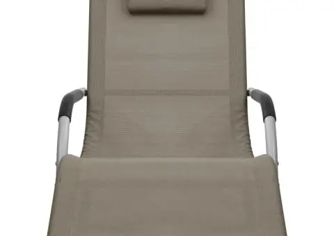 Șezlong din textilenă, gri taupe și gri - 2/5