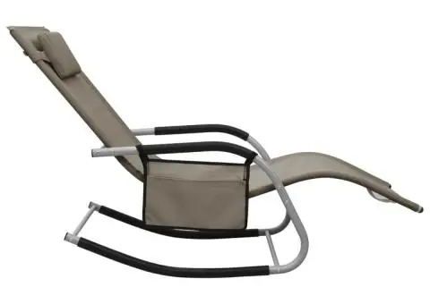 Șezlong din textilenă, gri taupe și gri - 3/5